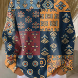 Obdulia | Jersey de patchwork nórdico azul