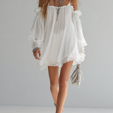 Melusina | Vestido mini fluido de estilo bohemio con hombros descubiertos
