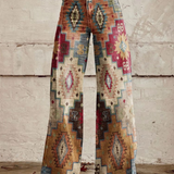 Leonides | Pantalón ancho estampado de grecas en tonos tierra