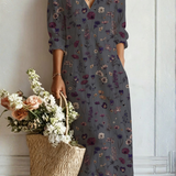 Maura | Vestido de florecillas sobre gris