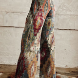 Leonides | Pantalón ancho estampado de grecas en tonos tierra