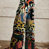 Elodina | Pantalón ancho estampado de collage étnico en negro