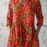 Elina | Blusa larga con estampado rojo y naranja