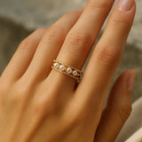Beatriz – Anillo doble con perlas