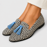 Cesarea | Mocasín de topos con borlas azules