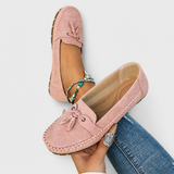 Aldonza | Mocasín azul de ante con borlas