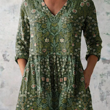 Margarita | Blusa larga verde con escote en V