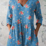 Teresa | Blusa larga azul luminoso con escote en V