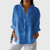 Corona | Blusa azul de rayas texturadas