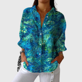 Flora | Blusa de pinceladas azul y verde