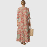 Bibiana | Vestido de flores coral y verde