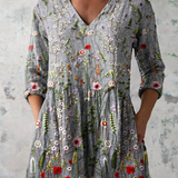 Lourdes | Blusa larga gris con escote en V