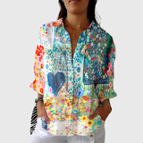 Águeda | Blusa de retales con corazón azul