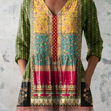 Carla | Blusa larga multicolor con escote en V
