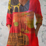 Mercedes | Blusa larga roja con escote en V