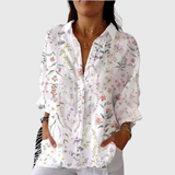 Áurea | Blusa de flores menudas sobre blanco