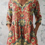Elisa | Blusa larga con escote en V y estampado equilibrado