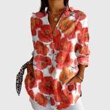 Anselma | Blusa de amapolas rojas