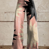 Elvina | Pantalón ancho estampado de rayos sobre rosa
