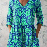 Miriam | Blusa larga azul petróleo con escote en V