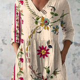 Jimena | Blusa larga beige con escote en V