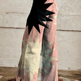 Elvina | Pantalón ancho estampado de rayos sobre rosa