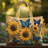 Bolso artesanal – Girasoles y mariposas azules