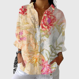 Isolina | Blusa de peonías sobre crema