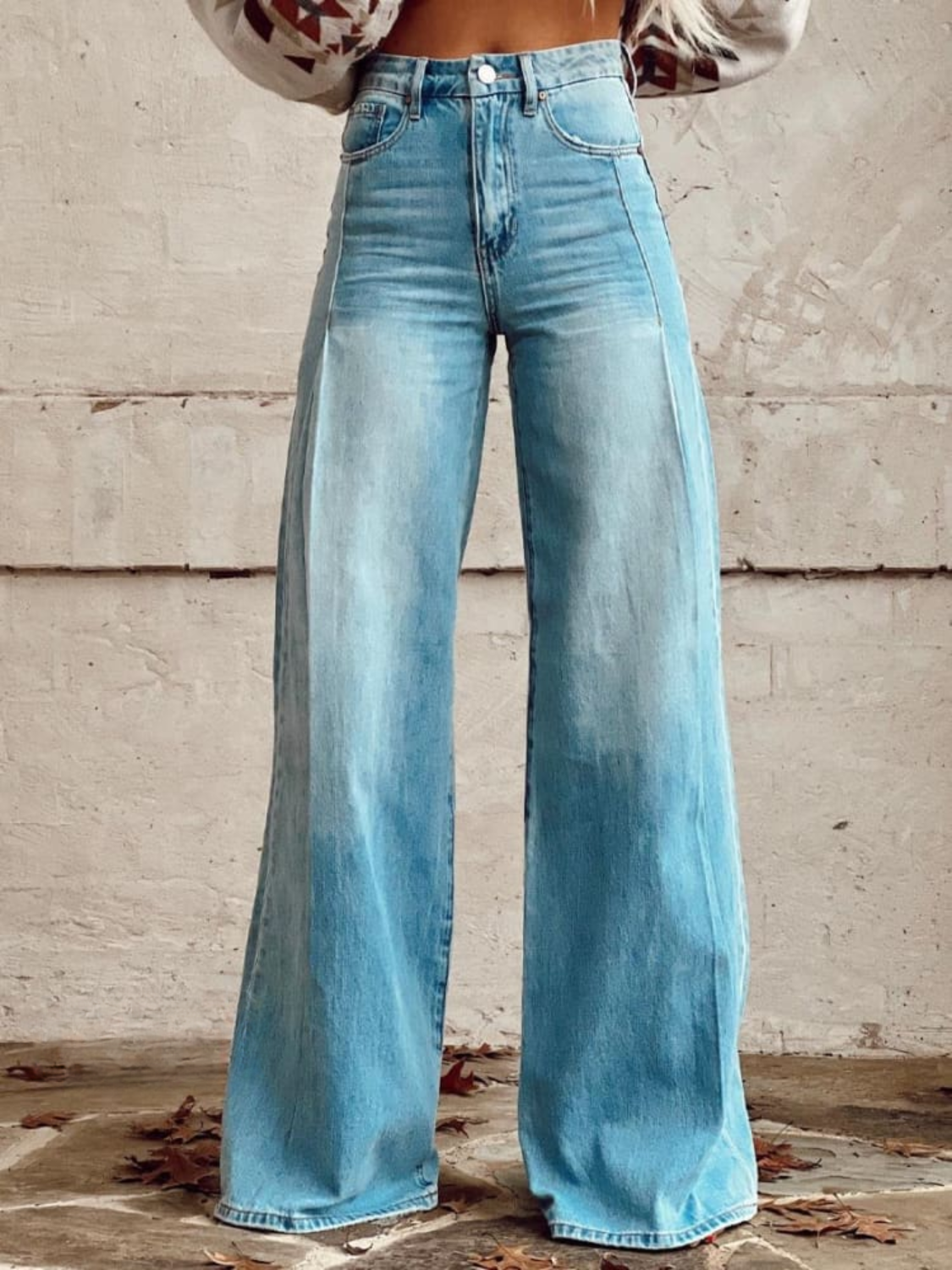 Luciana | Pantalón ancho de vaquero claro