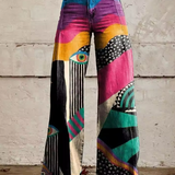 Talia | Pantalón ancho estampado de bloques de color