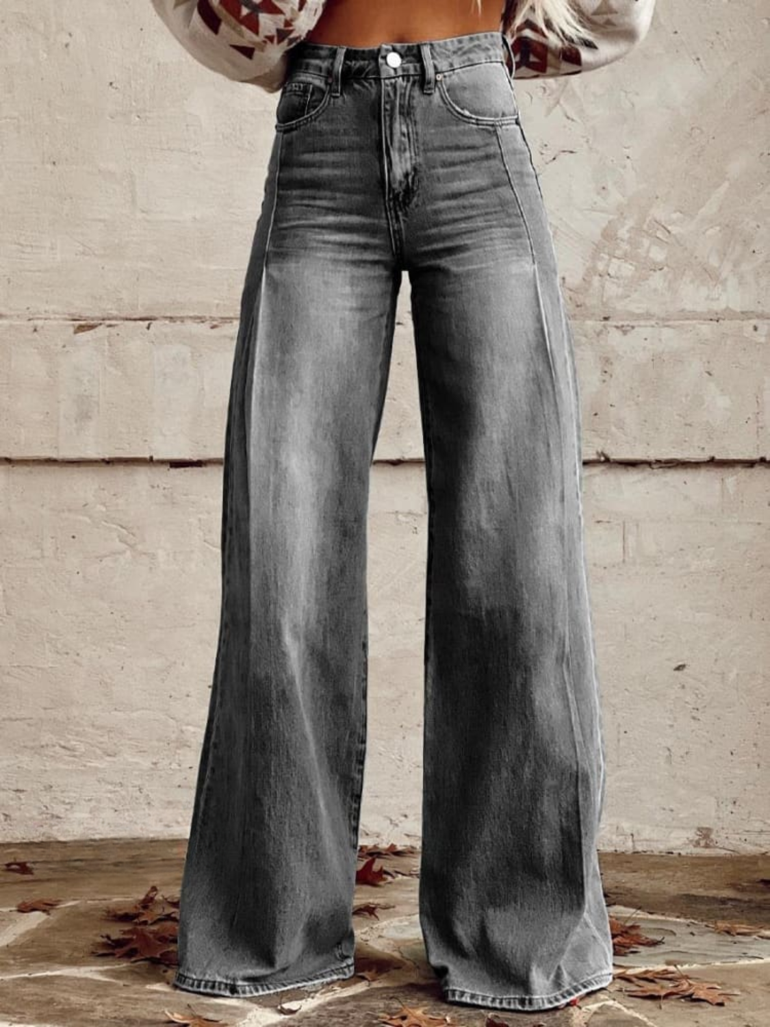 Luciana | Pantalón ancho de vaquero claro