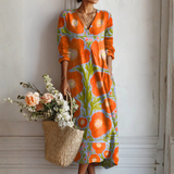 Violante | Vestido de flores retro naranja