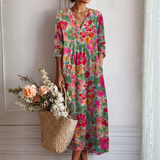 Zita | Vestido de flores fucsia sobre verde