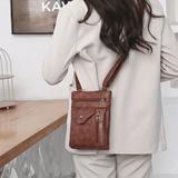Imelda | Bolso bandolera plano de piel auténtica