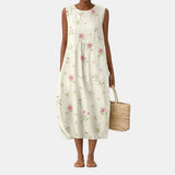 Cornelia | Vestido blanco de flores rosas