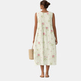 Cornelia | Vestido blanco de flores rosas