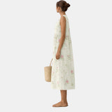 Cornelia | Vestido blanco de flores rosas