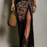 Vestido estampado bohemio con escote en V profundo