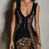 Vestido estampado bohemio con escote en V profundo