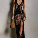 Vestido estampado bohemio con escote en V profundo