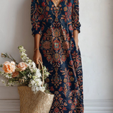 Arcadia | Vestido de estampado persa azul noche