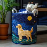 Perro en la noche estrellada | Cesta de almacenaje acolchada