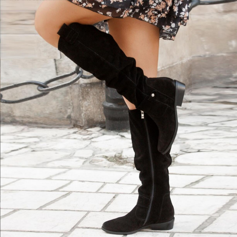 Larisa | Bota alta de caña ancha con cremallera
