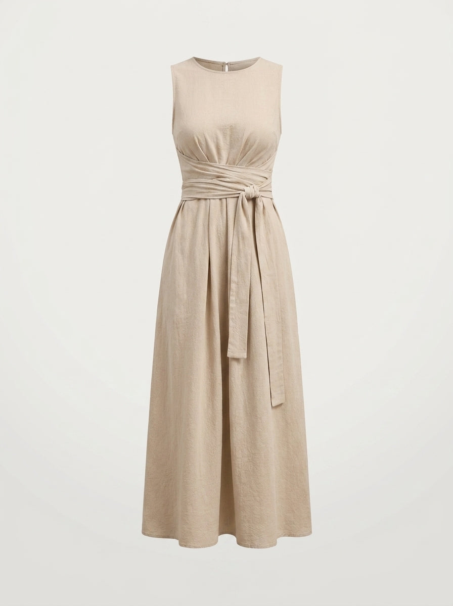 Aina – Vestido largo fluido con lazo