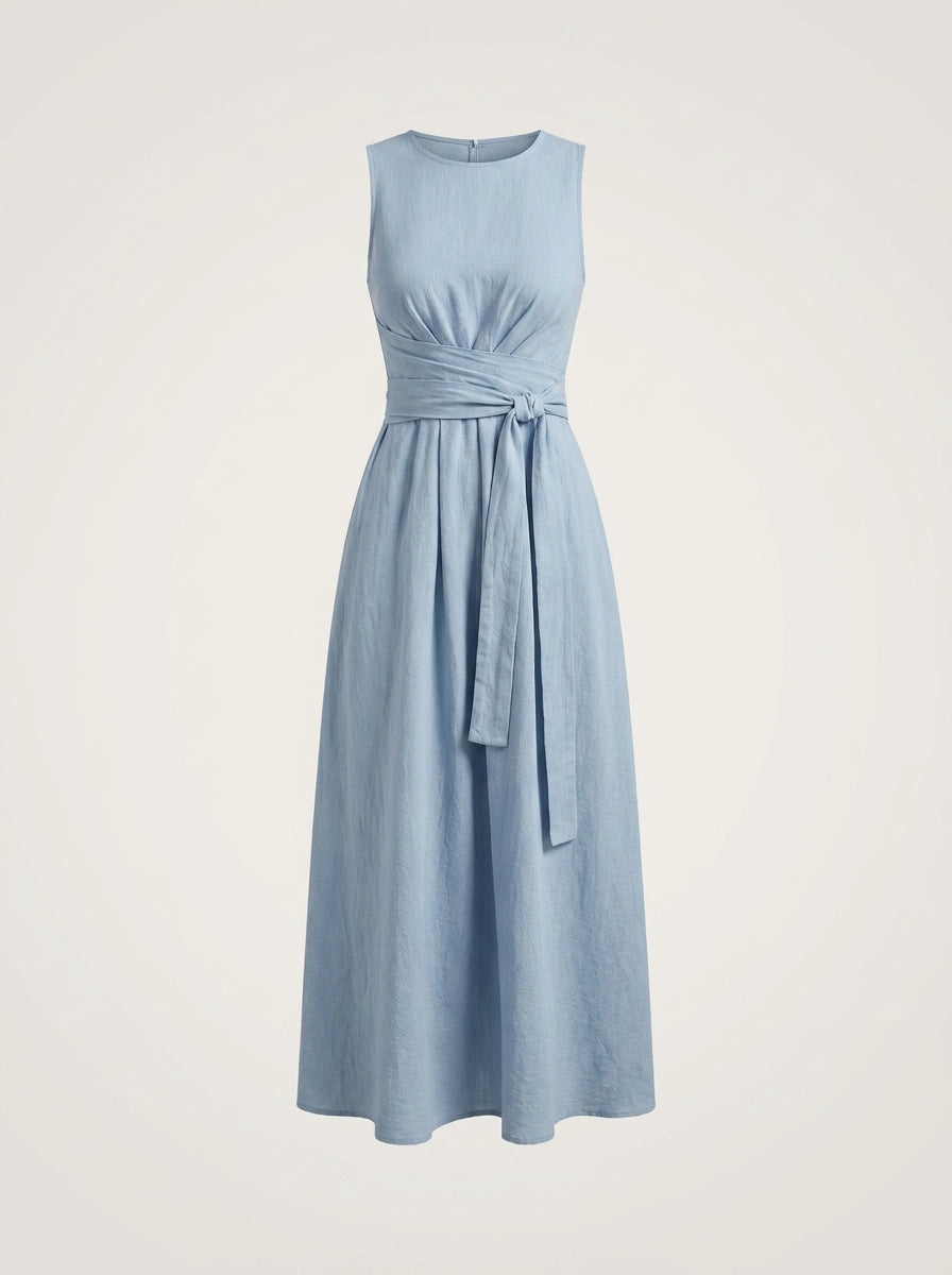 Aina – Vestido largo fluido con lazo