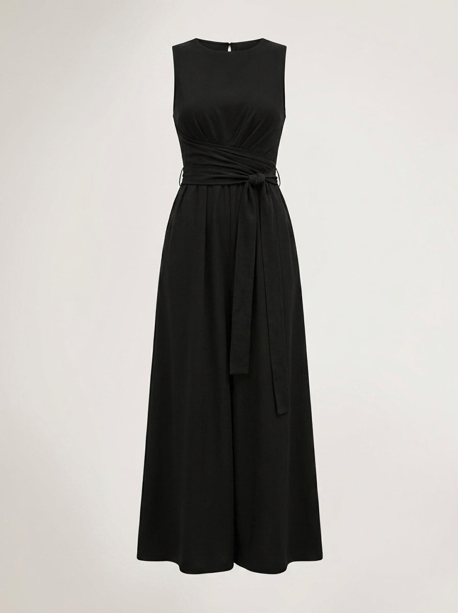 Aina – Vestido largo fluido con lazo