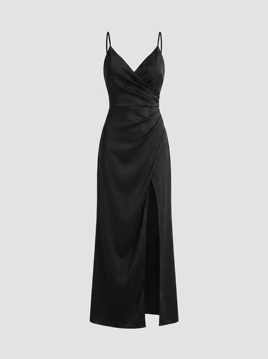 Renata – Vestido de satén con escote cascada