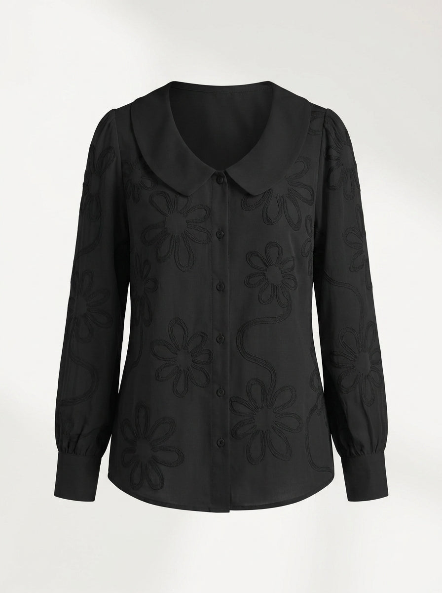Sirena – Blusa bordada con cuello redondo