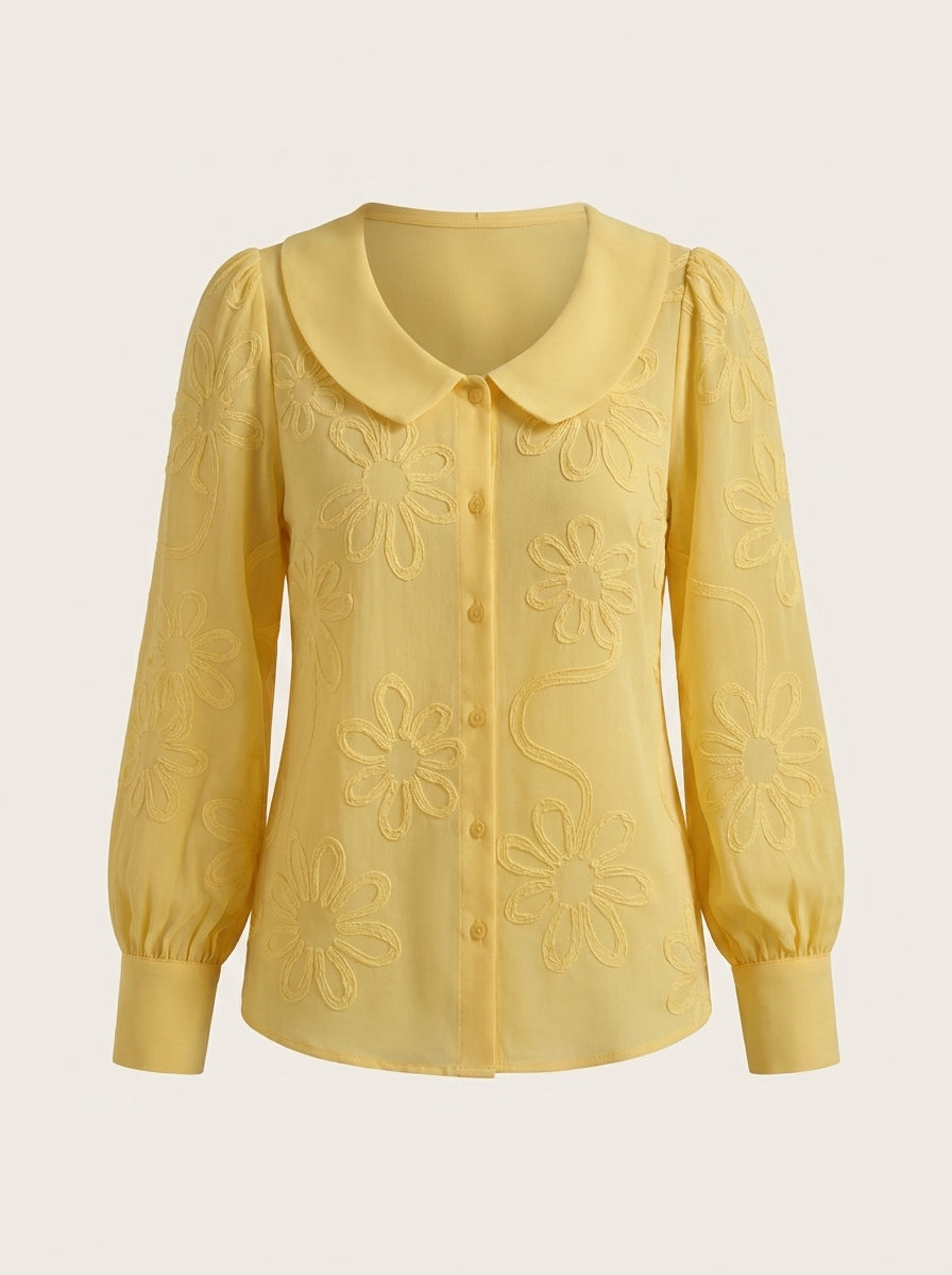 Sirena – Blusa bordada con cuello redondo