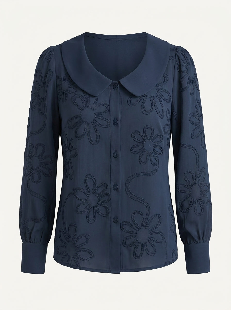 Sirena – Blusa bordada con cuello redondo
